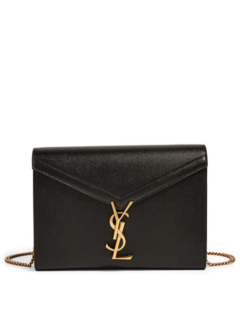 ysl monogram envelope chain wallet in black|YSL cassandra chain wallet.